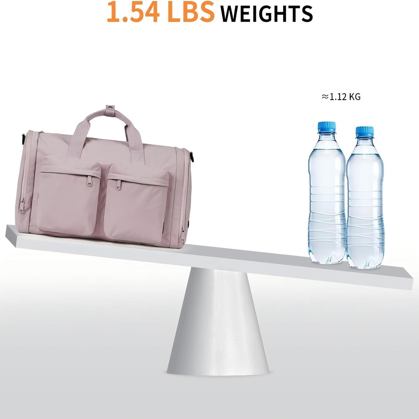 Gym Bag Duffle Bag for Travel: Gym Bag for Women Men Gym Bag with Shoe Compartment - 3 in 1 Carry on Bag Travel Duffel Bags with Trolley Sleeve - Lightweight Travel Bag Sports Bag (Soft Pink)