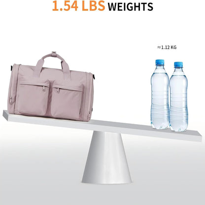 Gym Bag Duffle Bag for Travel: Gym Bag for Women Men Gym Bag with Shoe Compartment - 3 in 1 Carry on Bag Travel Duffel Bags with Trolley Sleeve - Lightweight Travel Bag Sports Bag (Soft Pink)