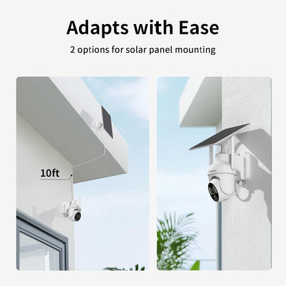 SEHMUA 2K Solar Security Cameras Wireless Outdoor, 2 Pack 360Â° View Pan/Tilt WiFi Security Camera Outside with Color Night Vision,Easy to Install, PIR Alarm, 2-Way Audio, Cloud/SD Storage