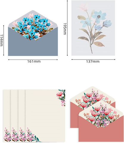 36Pcs Stationery Paper and Envelope Set 24 Sheets of Floral Writing Paper and 12 Envelopes Writing Stationery Paper Lined with Flowers Stationery Paper Cute for Invitations Gifts Thank You Cards