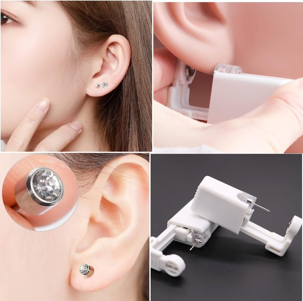 Ear Piercing Kit - 12PCS Portable Gun Set With Stud Earrings, Safety Tool for Men and Women