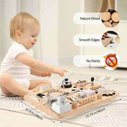 Montessori Large Busy Board for Toddlers - Wooden Sensory Toys -Fidget Toys for Autistic Children-Preschool Learning Activities Fine Motor Skills