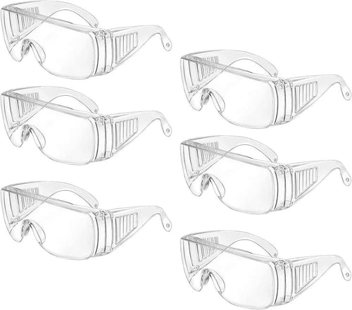 WTTUOAM 6 Pieces Clear Safety Glasses Over Glasses Goggles Anti- Fog/Scratch Eye Protective Polycarbonate Eyewear Safety Goggles for Shooting, Labs, Outdoor, Workplaces Safety Eye Protection