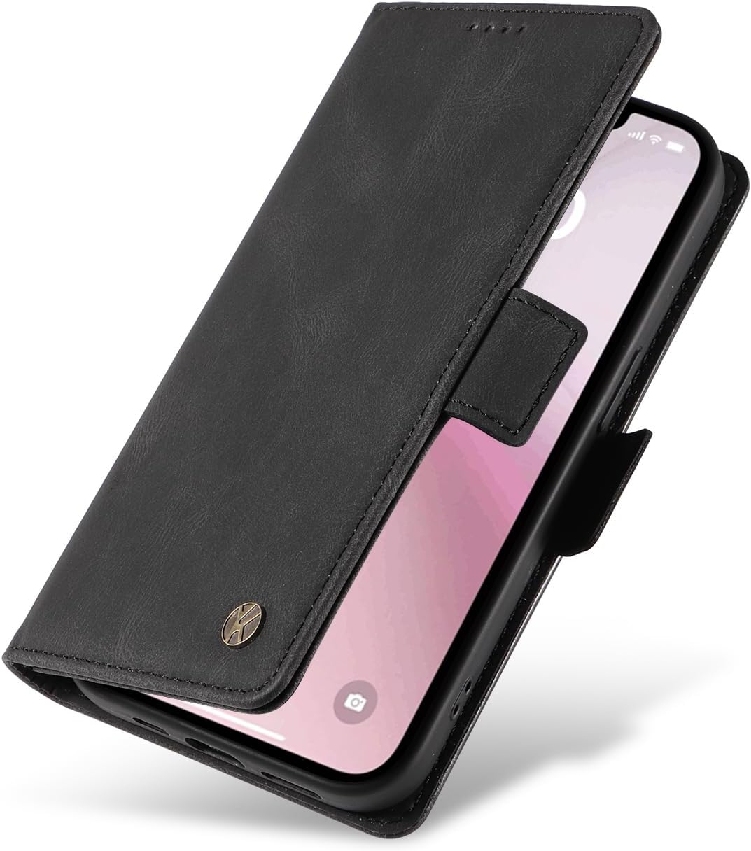 YBFJCE Case for iPhone 16e, PU Leather Shockproof Durable Phone Wallet Case Protective Flip Folio Cover, for iPhone 16e Case with Card Holder, Black