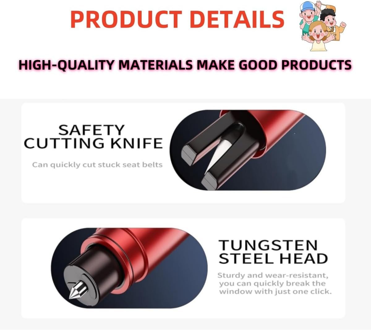 2 Packs car Safety Hammer, Emergency Escape Tool One Second Window Breaker, Knife seat Belt Cutter Car Glass Window Breaker Life-Saving Emergency Tool -(red)