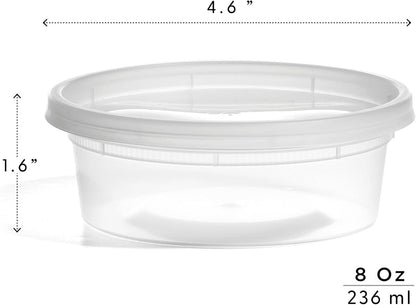 BINO | 8 Oz Deli Containers with Lids - 20 Pack | Food Storage Containers with lids | Freezer Safe, Microwaveable Plastic Containers with Lids for Meal Prep, Leftovers, Soups, Salads Takeout Catering