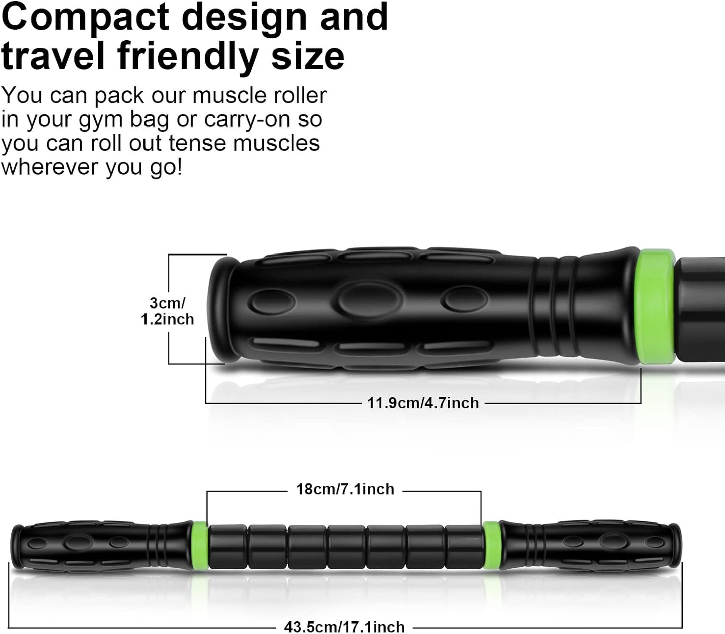 Premium Muscle Roller The Ultimate Massage Roller Stick 17 Inches Recommended by Physical Therapists Promotes Recovery Fast Relief for Cramps Soreness Tight Muscles-Black