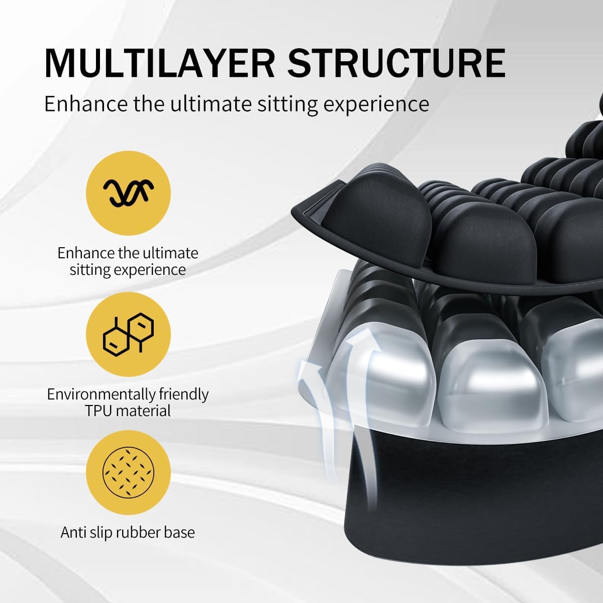 Travel Cushion,Portable Travel Cushion,3D Air Cell Seat Cushion,with 36 Air Bags,for Pressure Relief,Tailbone Protection,Suitable for Airplanes,Wheelchairs,Car Sets,Office Chairs