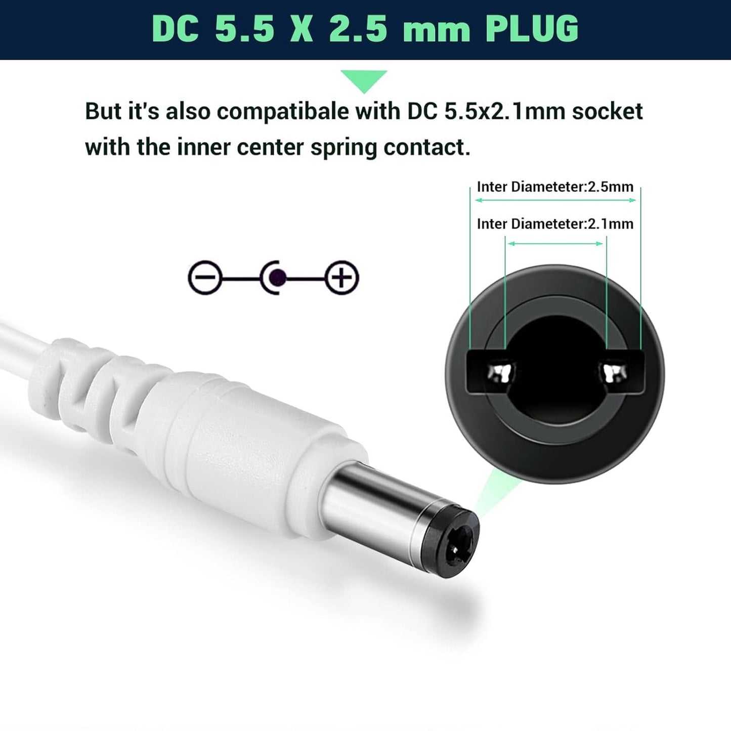 Facmogu 60W 12V 5A Power Adapter, AC 100-240V to DC 12V 5000mA Wall Adapter, 12 Volt Power Supply Module 5 Amp, 60W Switching Transformer AC to DC Converter, Compatible Both 5.5x2.5mm & 5.5x2.1mm Plug