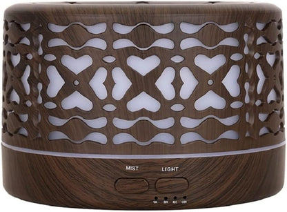 SARE HOME Aroma Essential Oil Diffuser 500ML Air Humidifier Wood Grain Aromatherapy Ultrasonic Cool Mister with And Remote Control 7 Color LED Light (A)