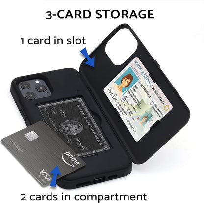TORU CX PRO for iPhone 12 Pro Max Case Wallet | Protective Shockproof Heavy Duty Cover with Hidden Card Holder & Card Slot | Mirror & Wrist Strap Included - Black
