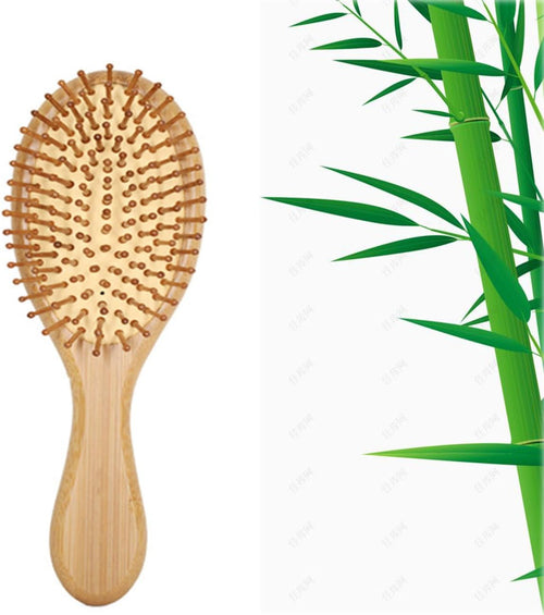 YQkangzhu Bamboo Paddle Hair Brush, Natural Bamboo Air Cushion Comb for Massaging Scalp, Anti Static Hair Massage Brush for Daily Care, Large Oval Brush for Curly Hair, Reduce Frizz No Hair Tangle