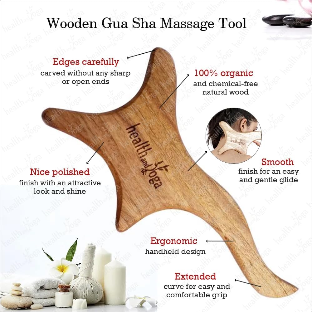 NatureSooth Wooden Gua Sha Massage Tool - Muscle Adhesions and Cellulite Treatment - Soft Tissue Repair and Scar Recovery - Full Body Pain and Stress Relief