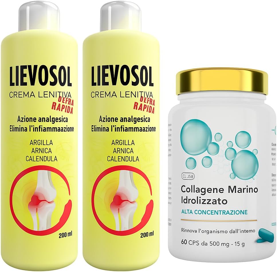 Marine Collagen with Hyaluronic Acid and Arnica Cream - Anti-Aging and Soothing Treatment with Lievosol and CL-38 - Deep Hydration, Skin Elasticity, Muscle and Joint Relief - 200ml