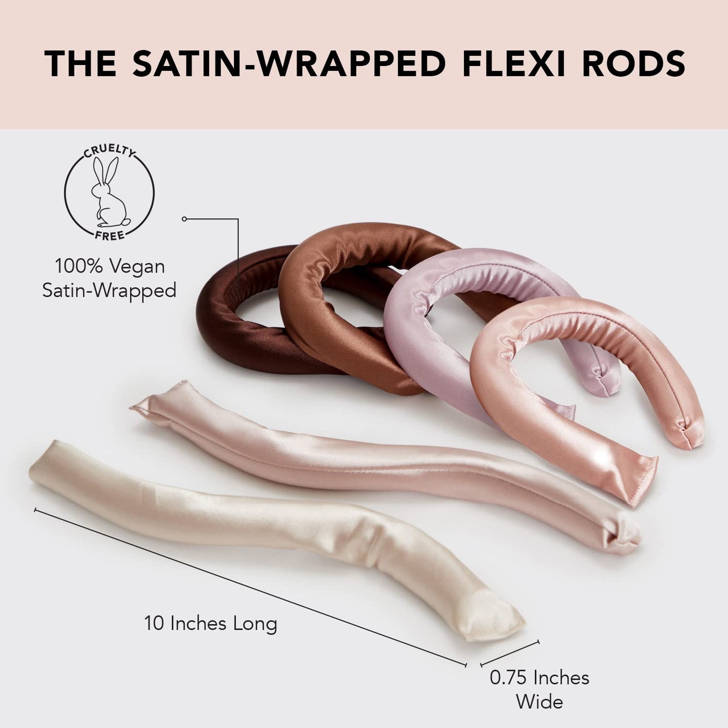Kitsch Satin Heatless Curling Rod - Heatless Hair Curler for Overnight Curls, Soft Hair Curlers to Sleep In, Heatless Curlers for Women, No Heat Curls for Short Hair & Long Hair, 6pcs - Rosewood