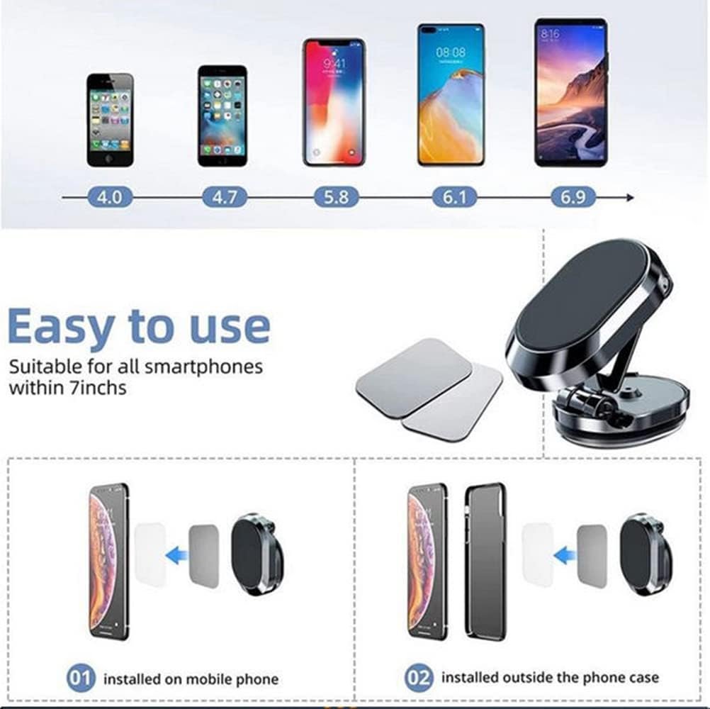 JXBCGAL Car Phone Holder, 360° Rotation Magnetic Car Phone Holder, Universal Magnetic Car Mount for Smartphones with Dashboard