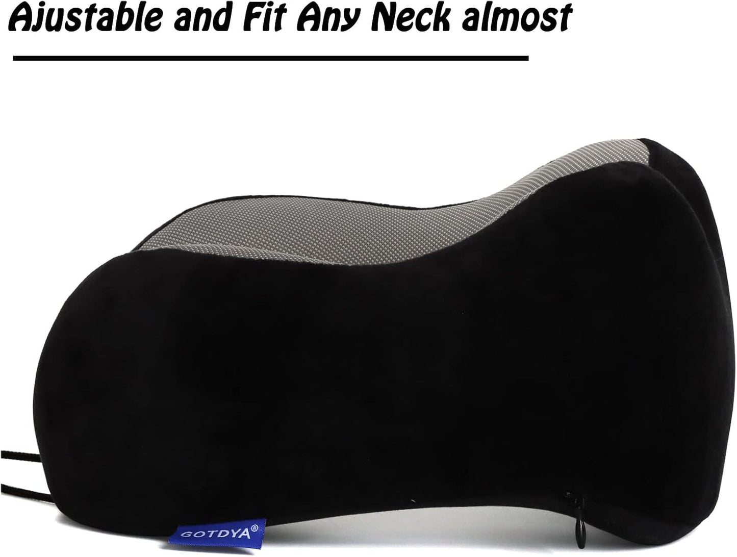 GOTDYA Travel Pillow,Travel Neck Pillows for Sleeping,100% Pure Memory Foam Soft Comfort & Support Pillow for Airplane/Car/Office&Home Rest Use-Black