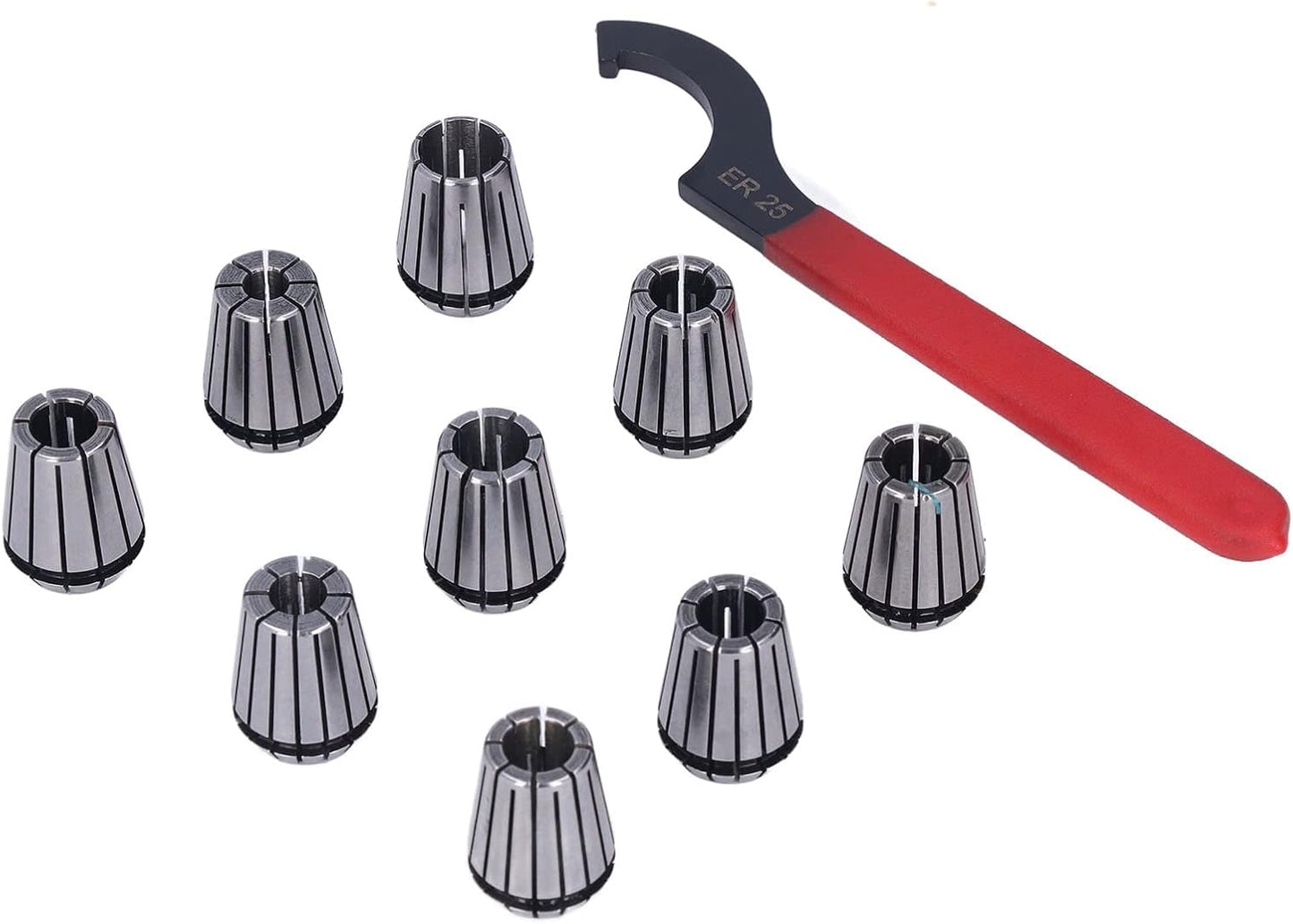Respicefinem MTA ER25 Collet Chuck Clamping Holder Tool Set Kit Ideal for CNC Milling Lathe With 9pcs Different Sized Collets and 1pc for and Safety Made of High Quality Carbon (MTA4-ER25-M16)