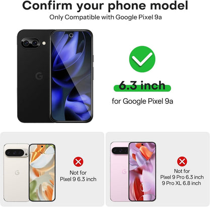 OMOTON 3+2 Pack for Google Pixel 9a Screen Protector, 3 Pack Tempered Glass Screen Protector with 2 Pack Camera Lens Protector for Pixel 9A 2025 Release, Case Friendly/Fingerprint Support