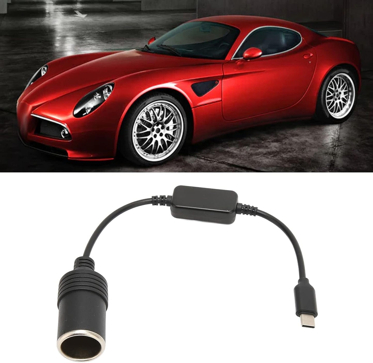 Cigarette Lighter Socket Cable Adapter, 5V USB C Male to 12V Converter Female Power Adapter for Car Cigarette Lighter for Car Electronic Accessories