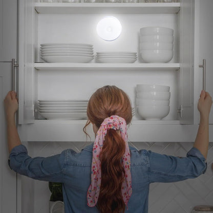 shjxi Motion Light, Sensor, Round Usb Rechargeable Smart Detector Lamp, Night Brightness Bathroom Ceiling Lighting, Light for Indoor Home Workplace Bedroom Use, 3.39x0.71 Inches