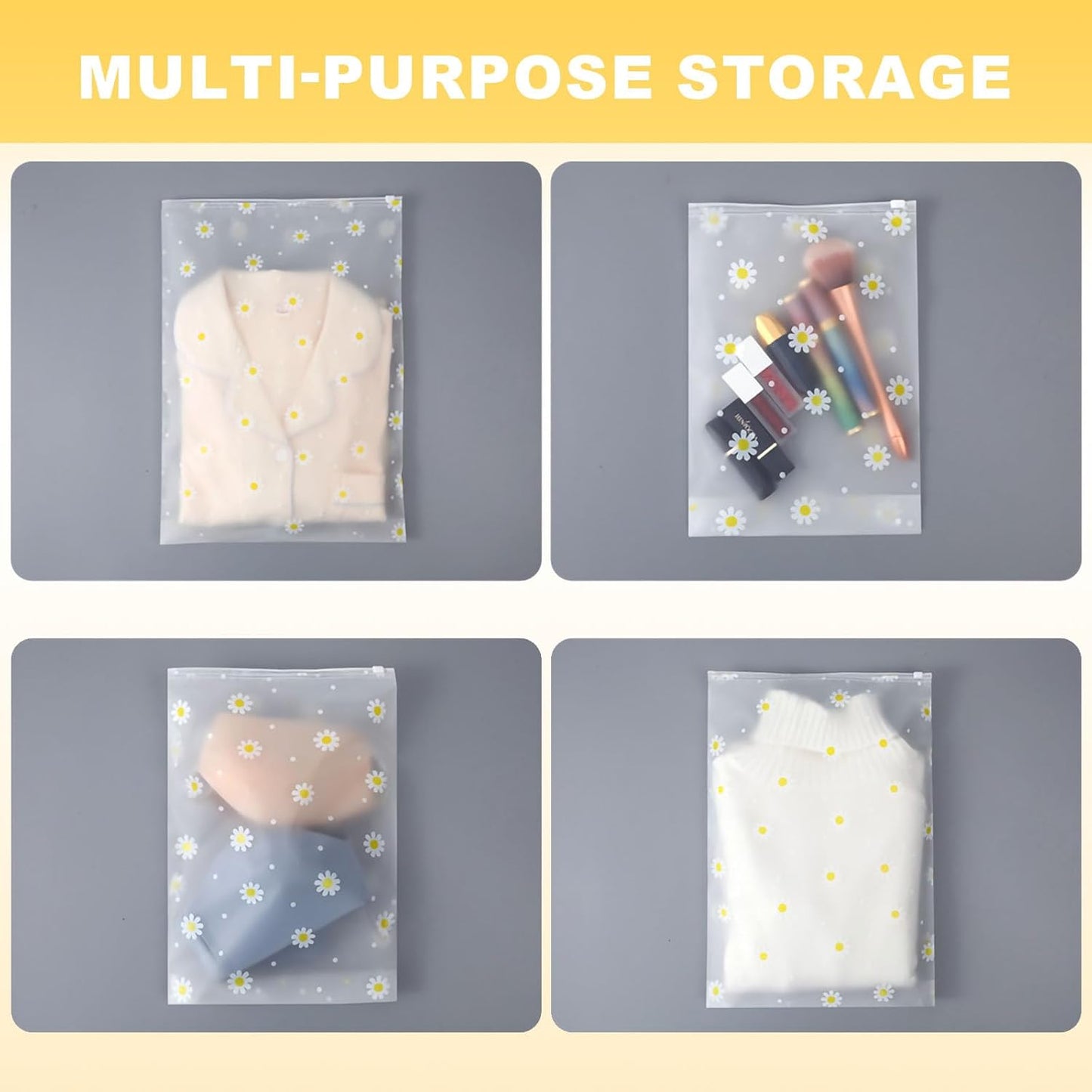 KEYRI 20 Pieces Clothes Bags Travel Zip Bag Waterproof Travel Multifunction Organizer Bags Transparent Resealable Bags for Clothes Underwear Shoes Cosmetic (Floral)