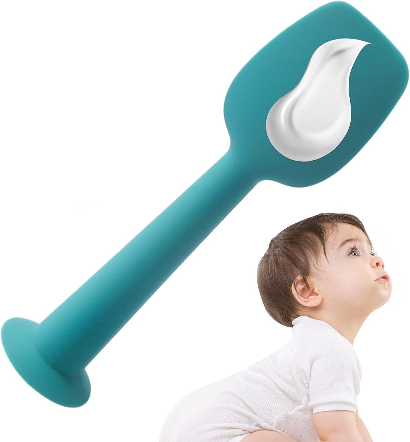 Baby Diaper Cream Spatula - Baby Diaper Spatula With Suction Base - Silicone Soft Balm Tool For Rash Care And Butt Cleaning Bath Cheeks Wipe Application