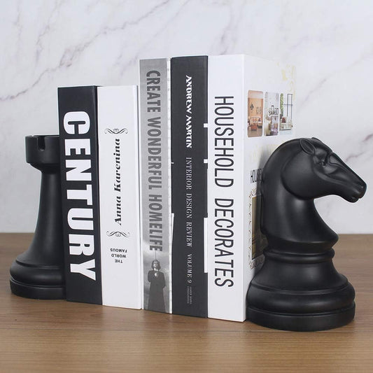Decorative Chess Piece Bookends for Heavy Books, Unique Bookends Decor for Office Home Desk, Set of 2