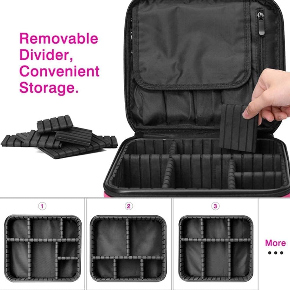 GreenLife® Professional Makeup Train Cosmetic case Makeup Bag Travel Organizer Make up Artist Master Waterproof Case Portable Storage with Adjustable Dividers Accessories Tools Brushes Pouch (Black)