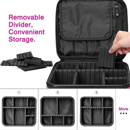 GreenLife® Professional Makeup Train Cosmetic case Makeup Bag Travel Organizer Make up Artist Master Waterproof Case Portable Storage with Adjustable Dividers Accessories Tools Brushes Pouch (Black)