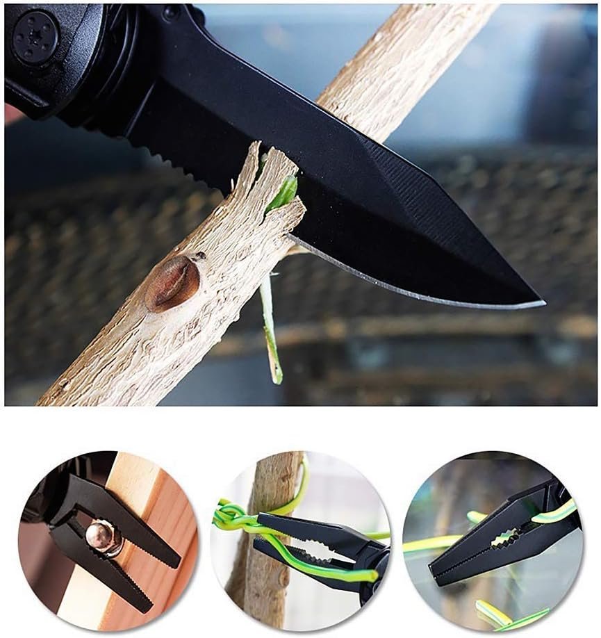 HONZIN Multitool Pliers 16 in 1 Multitool Pocket Knife with Nylon Sheath Black Multi Tool for Camping Outdoor Survival