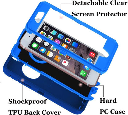 Case for iPhone 7 Plus/8 Plus, Heavy Duty 3 in 1 Built-in Screen Protector Cover Dust-Proof Shockproof Drop-Proof Scratch-Resistant Shell for iPhone 7+/8+, 5.5inch, Navy Blue