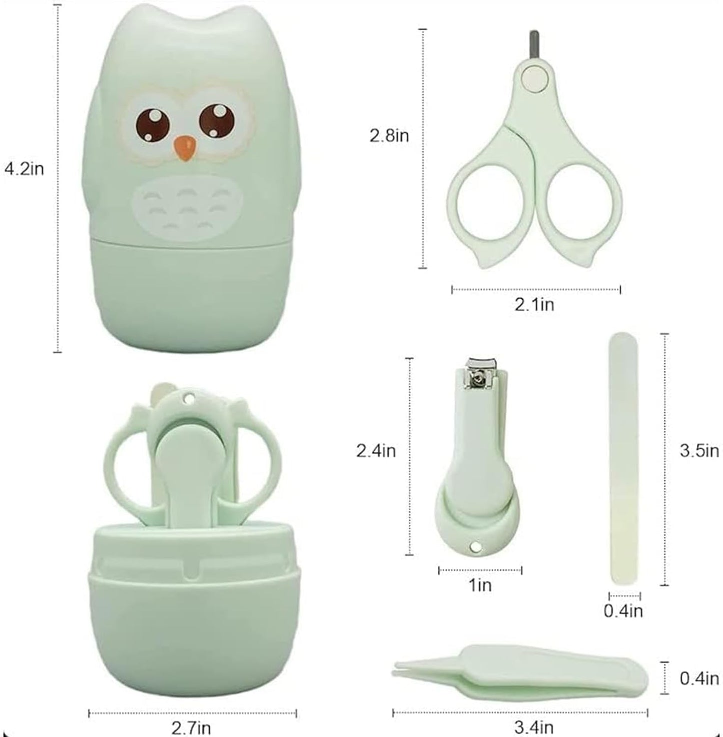 Baby Nail Clippers Care Set, Baby Nail Clipper Kit,Baby Manicure and Pedicure kit Baby Nail Clippers Scissor Baby Nail File & Tweezer for Baby Boy and Girl (Green)