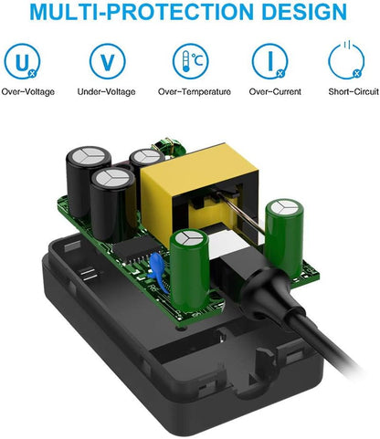 24W Universal Adjustable Power Supply 5V 6V 7V 8V 9V 10V 11V 12V 13V 14V 15V 16V 17V 18V 19V 20V AC DC Multi-voltage Adapter with 9 DC Connectors for Home Electronics and Led Strip