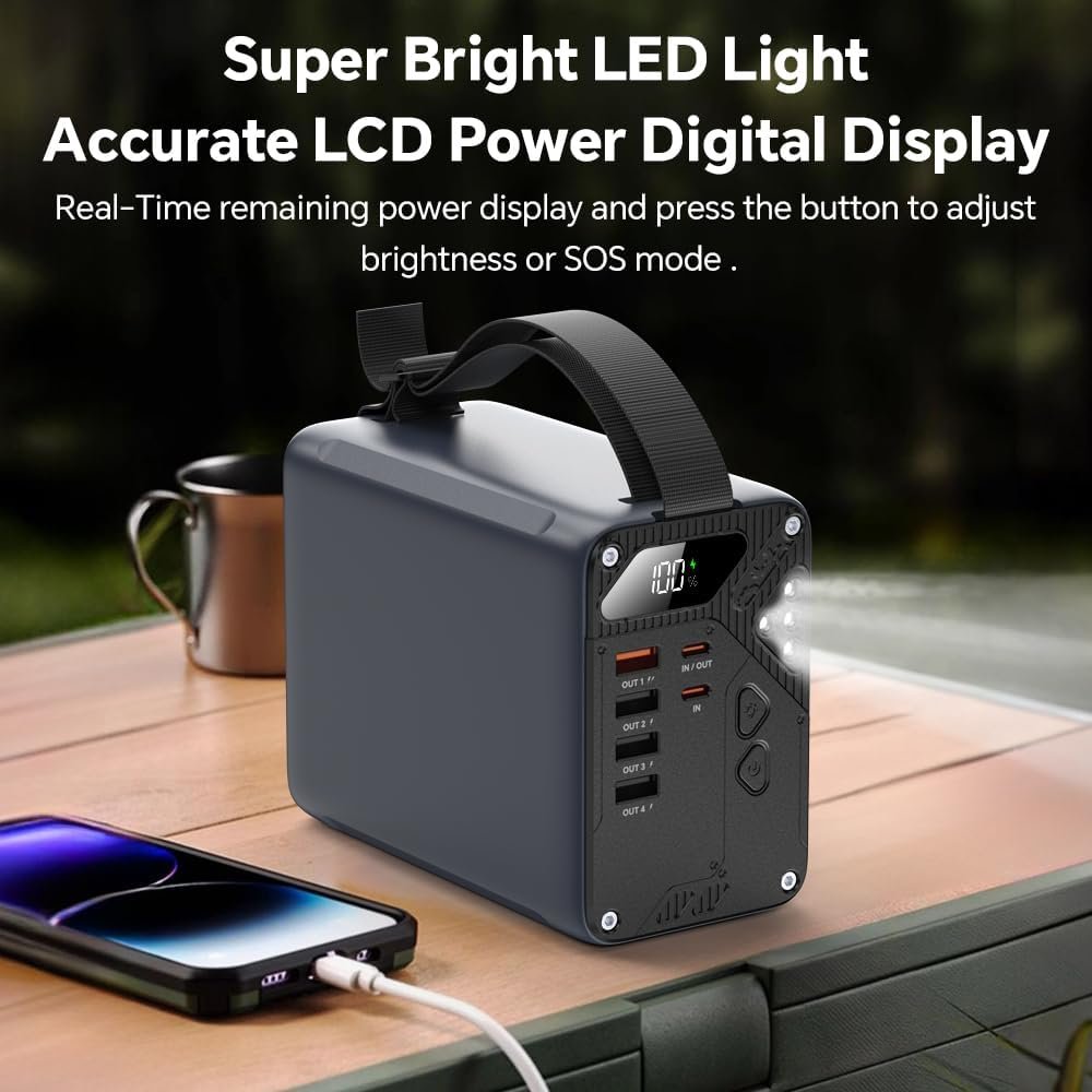 80000mAh High Capacity PD 30W Power Bank Fast Charging 22.5W Portable USB C Battery Packs with 5 Outputs & LCD Display Battery Bank for iPhone, Samsung, iPad ,Macbook & Outdoors Camping (GREY)