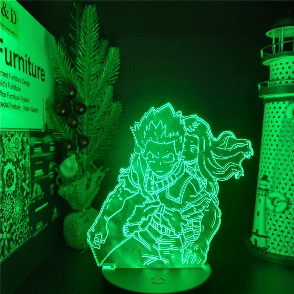 Lampada illusione 3D Luce notturna a LED Anime Boku No Hero Academia Midoriya Izuku Eri Colorful Change Touch Oggettistica per la casa Stanza dei regali del bambino Regalo della ragazza del ragazzo