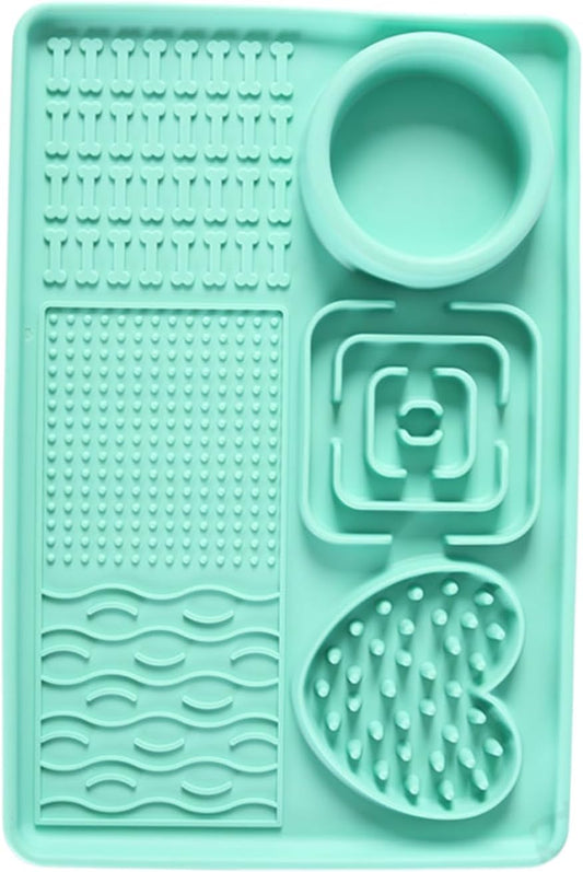Lick Pads Dogs, Silicone Licking Mat, 11.81x7.87in Interactive Non-Slip Slow Feeder Puzzle Bowl, Pet Calming Mat for Grooming, Bathing, Feeding, Training, Enrichment