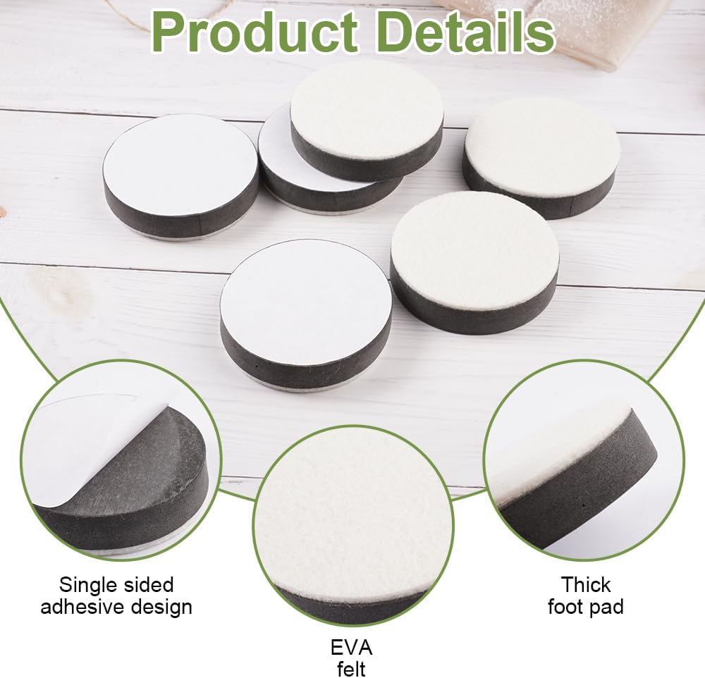 10 Pieces Furniture Feet Stickers, 6cm Round Furniture Risers for Bed Table, Non-Slip Felt Furniture Riser, Anti-Noise Floor Protectors for Furniture for Tables, Chairs, Sofas