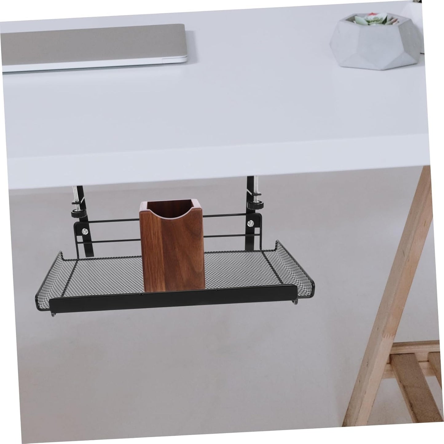 BELLIFFY Office Under Desk Storage Organizer Mesh Design Storage Rack for Document Magazine Organization for Home Office Use