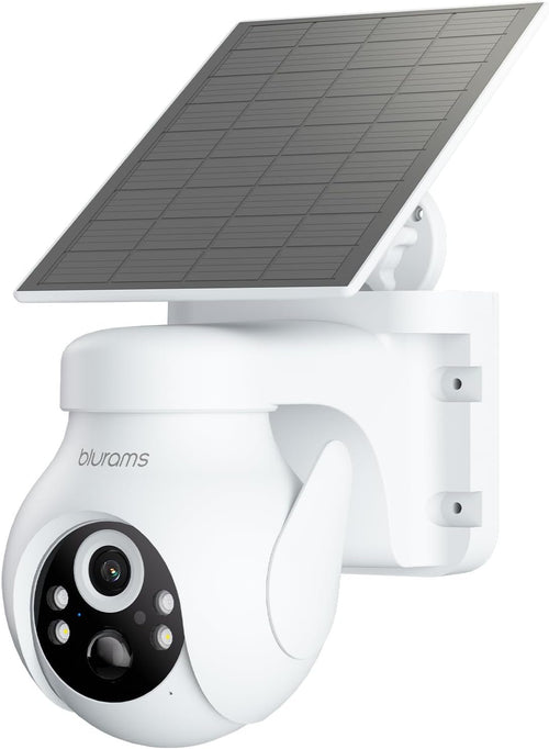 blurams Outdoor Camera Wireless w/Solar Panel, 360° PTZ Security Cameras Wireless Outdoor with Human Auto Tracking, 2K IR/Color Night Vision, IP65 Weatherproof, Battery Powered, 2.4GHz Only