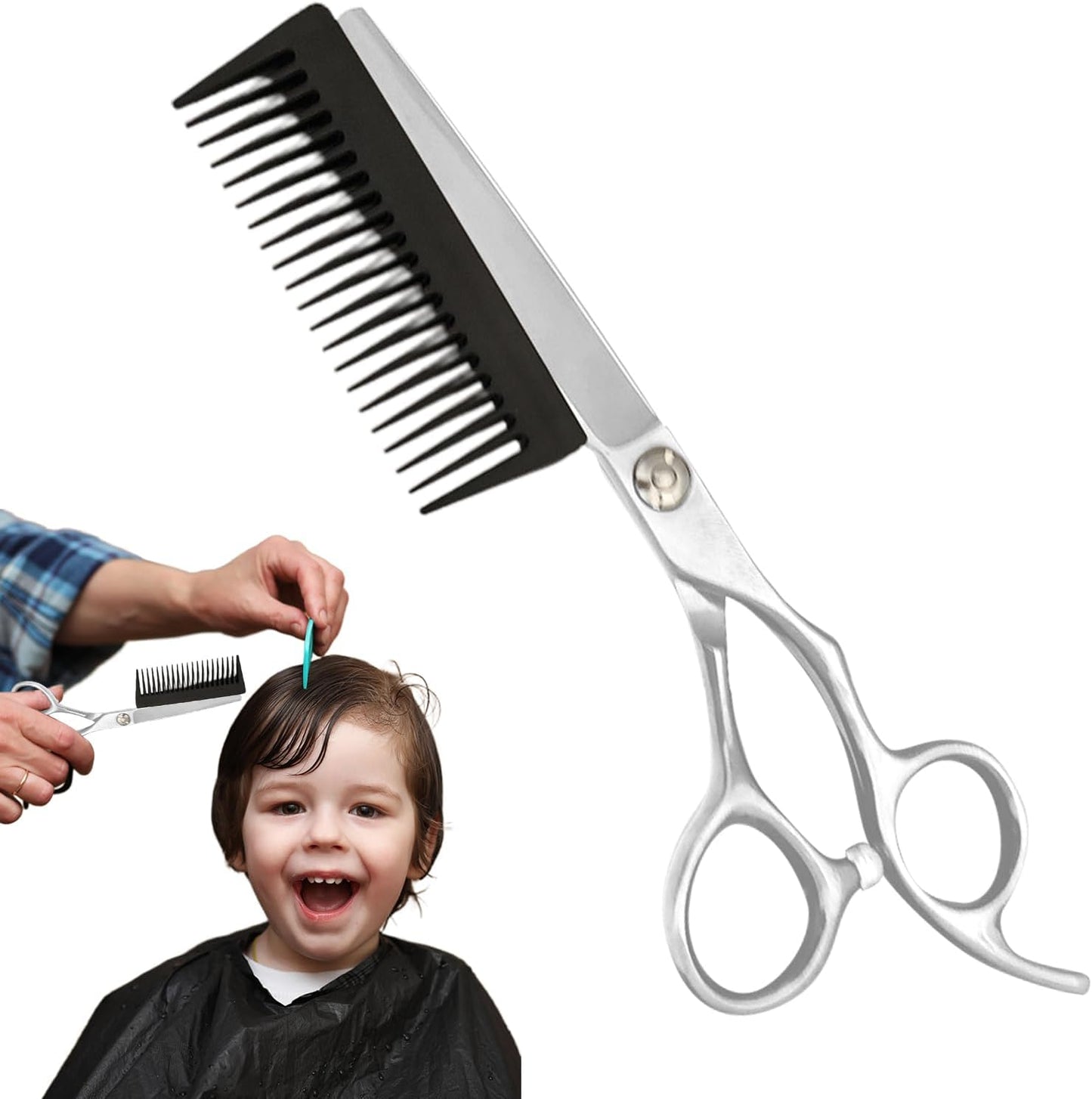 Forbici da Parrucchiere | Attrezzi Per Taglio Capelli | Forbici Sfoltitrici 2 in 1 con Pettine Rimovibile per Uomo Donna Taglio Capelli a Casa Viaggio Parrucchieri Salone Domestico Cura