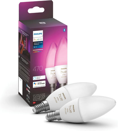 Philips Hue E14 Color Ambiance LED Bulb (Pack of 2)