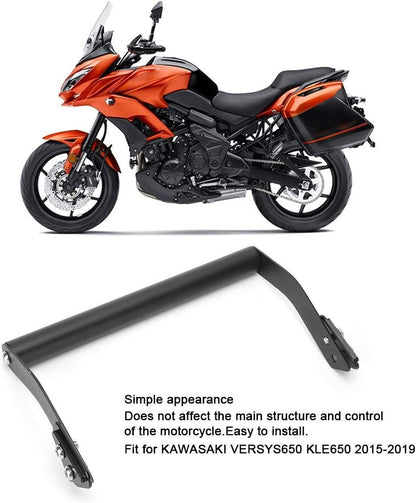 Motorcycle Brake Oil Tank + GPS Navigation Bracket, Phone Holder Modification Carbon Steel Fit for VERSYS650 KLE650 15-19