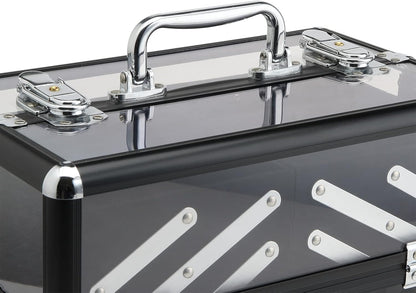 HOMCOM Professional Travel Makeup Case, Makeup Case with Removable Trays and Lock, for Women's Travel Makeup Beauty Case, 30 x 18.5 x 22 cm, Black