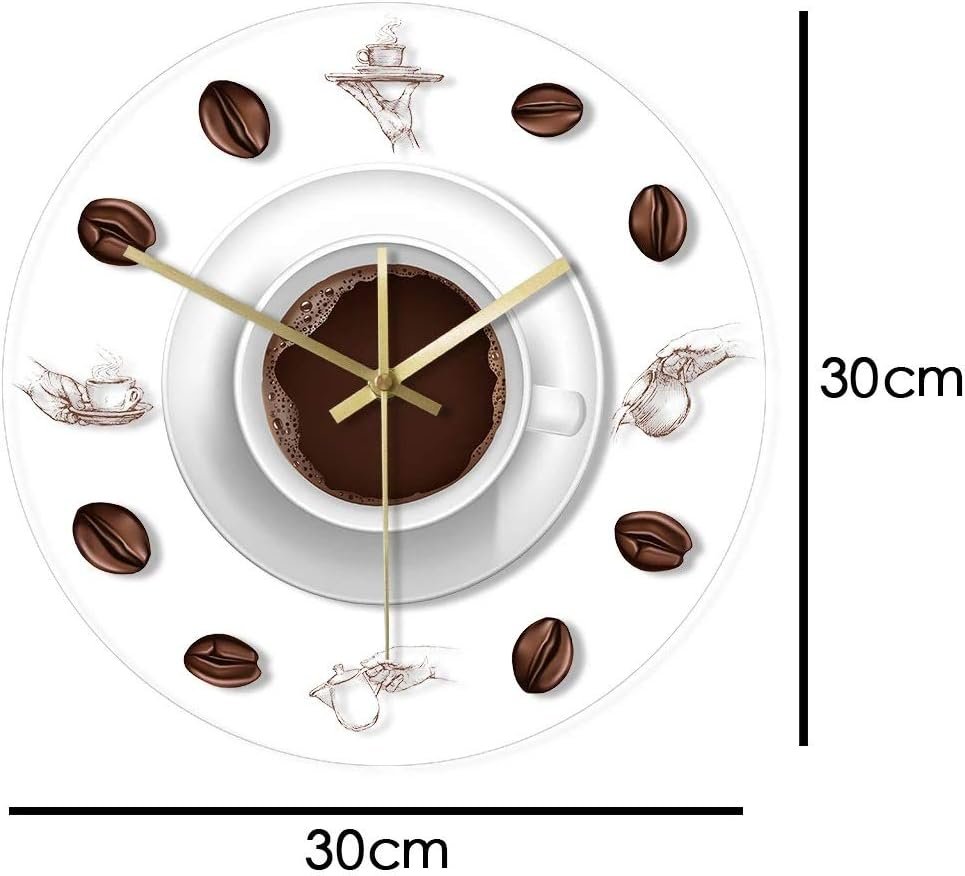 Coffee Hand Coffee Beans Wall Clock Modern Design Cafe Coffee Mug Kitchen Acrylic Wall Watch