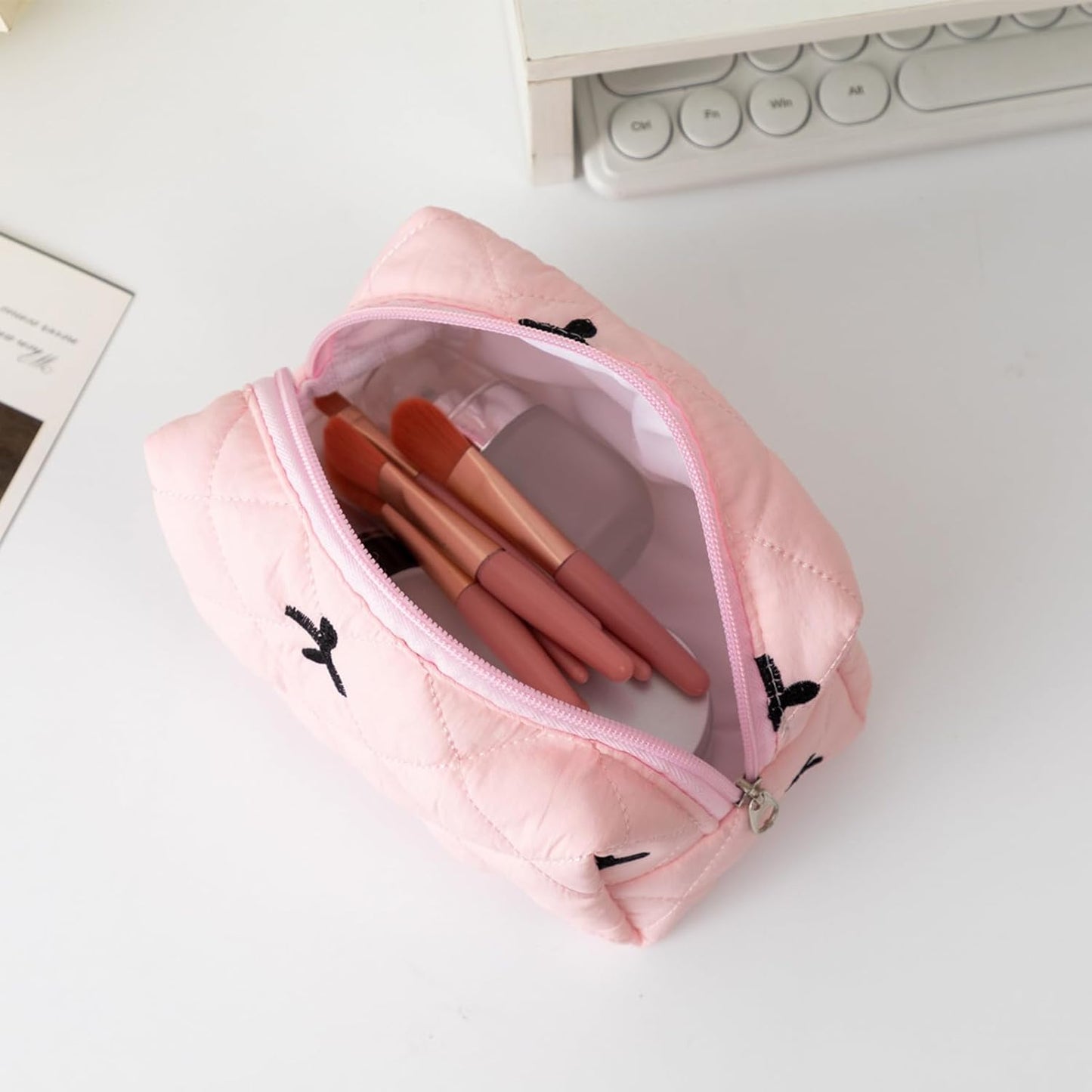 Aesthetic Pencil Purse, borsa da bagno e makeup Pouch, accessorio da viaggio, per donne e ragazze, ideale per organizzare cosmetici ed essenziali, 16 x 9 cm, rosa, Se référer au descriptif,