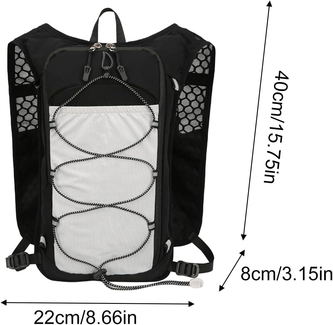 Running Backpack, Reflective Hydration Vest, Breathable Adjustable Sports Bag with 15L Water Bladder, Lightweight Outdoor Gear for Trekking Workout Riding Camping Fishing Travel