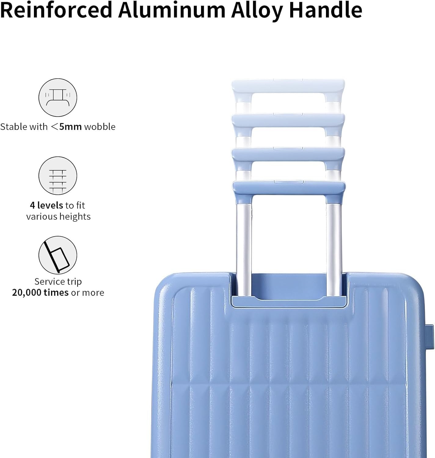 Carry On Luggage Suitcases with Wheels: Checked 26 inch Luggage with 8 Spinner Wheels, 3:7 Container Ratio Large Suitcase with 100% PC Hard Shell Travel Luggage Suitcases (Blueberry Blue)