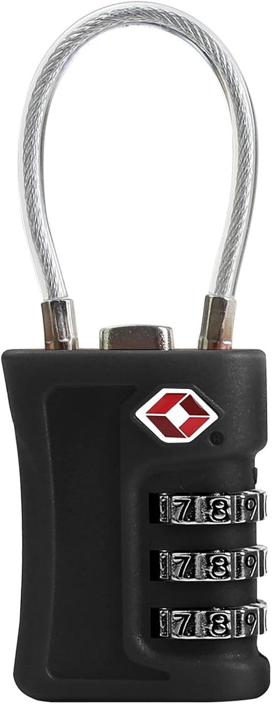 UP Security 2 PCS TSA Approved Luggage Locks, Combination Travel Cable Lock, Resettable 3-Digit Padlock, Keyless Security for Suitcases, Gym Lockers, Gun Cases (1)
