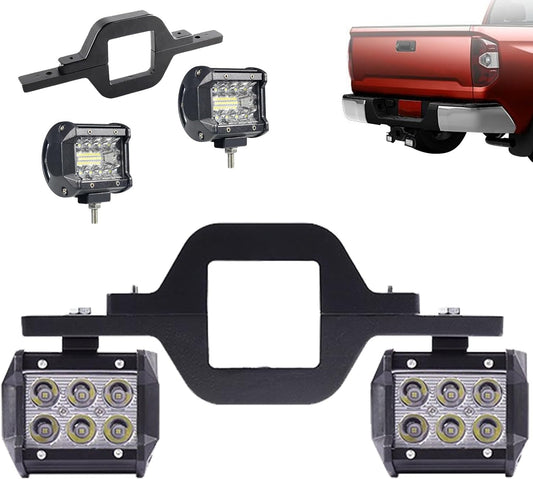 REALOKMAN Reverse Lights Rear Light Bar, Light Bars for Trucks, 2 PCS 4 inch 18w/60w/72w LED Pods with 11 inch Tow Hitch Mounting Brackets Backup Reverse for Pickup ATV SUV Truck Trailer Boat(18W)